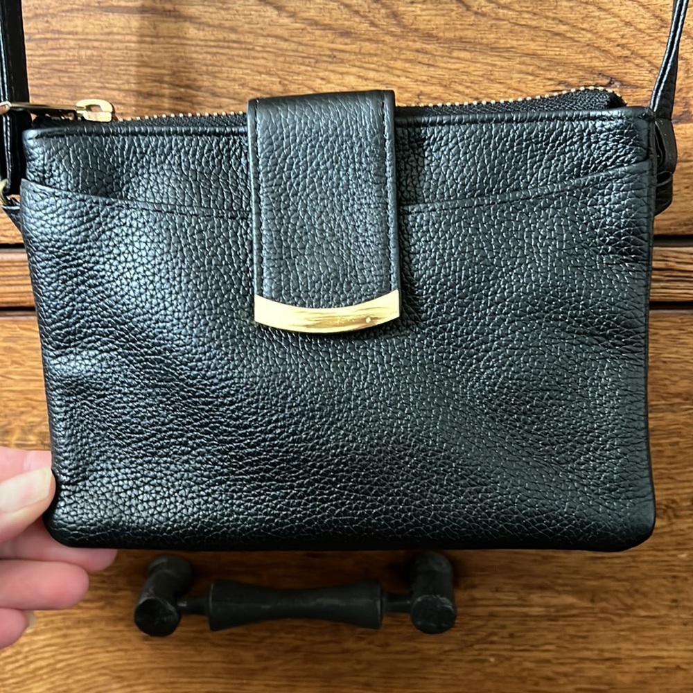 Giani Bernini small black pebble leather crossbody purse